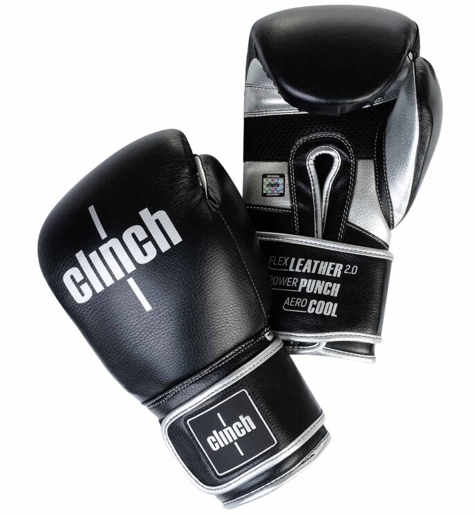 Перчатки боксерские Clinch Punch 2.0 черно-серебристые 10-16 oz (C141)