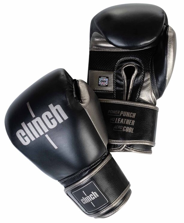 Перчатки боксерские Clinch Prime 2.0 черно-бронзовые 10-16 oz (C152)