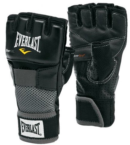 Перчатки гелевые с бинтом Everlast Evergel Weight Lifting, черные (4356)