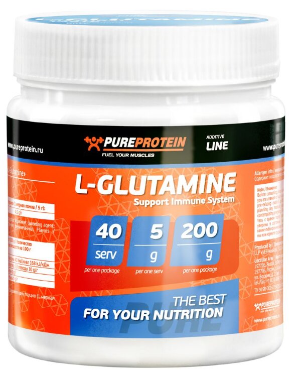 Глютамин (200 гр) Pureprotein (лимон/яблоко)