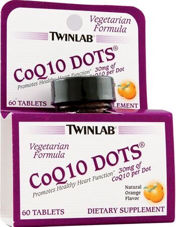 Коэнзим Q10 Twinlab CoQ10 Dots (60 таблеток) (вкус апельсин)