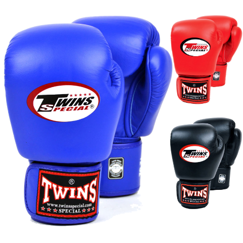 Перчатки боксерские Twins BGVL-3 для муай-тай, синие, красные, черные