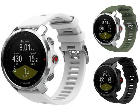 Часы для спорта на открытом воздухе Polar Grit X, цвет: белый, зеленый, черный